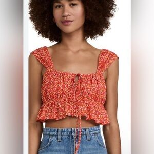 CIAO LUCIA Cinetta Cotton Printed Crop‎ Top  Size XS